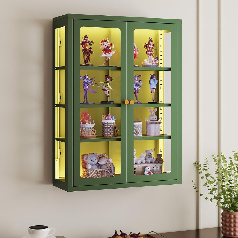 Storage & Organization - خزانة عرض معدنية للتعليق على الحائط،
