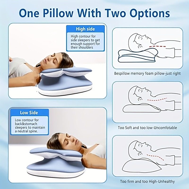 1 قطعة وسادة عنق الرحم رغوة ال - مراجعة Memory Foam Orthopedic Pillow Neck Pain وسعره